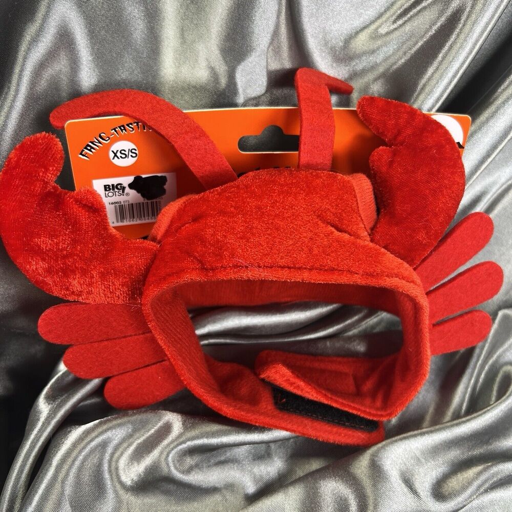 Halloween Pet Costume Hat Dog Cat Lobster Crab Neck Size XS / S Red Adjustable‎